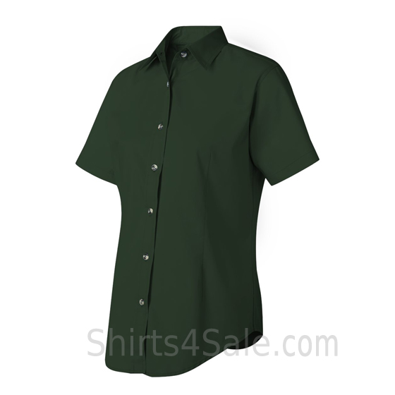Dark Green/Forest Women's Stain Resistant Short Sleeve Shirt side view