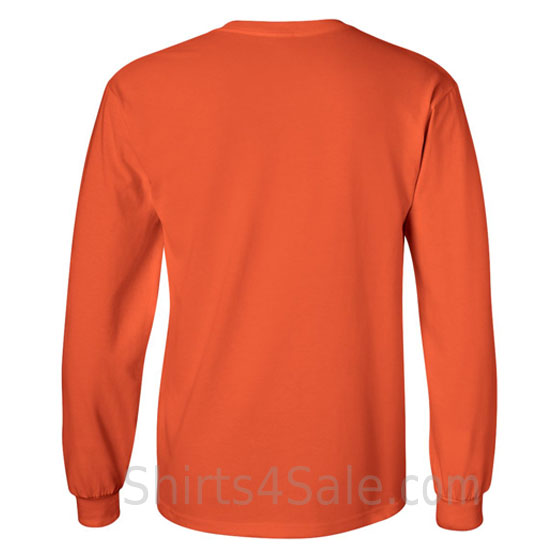 dark orange cotton long sleeve mens tee shirt back view