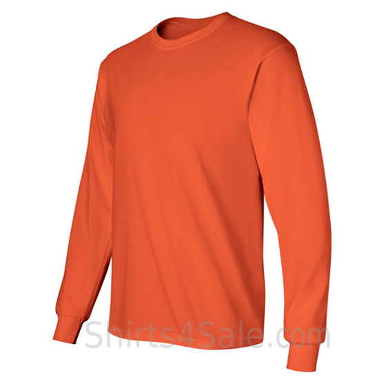 dark orange cotton long sleeve mens tee shirt side view