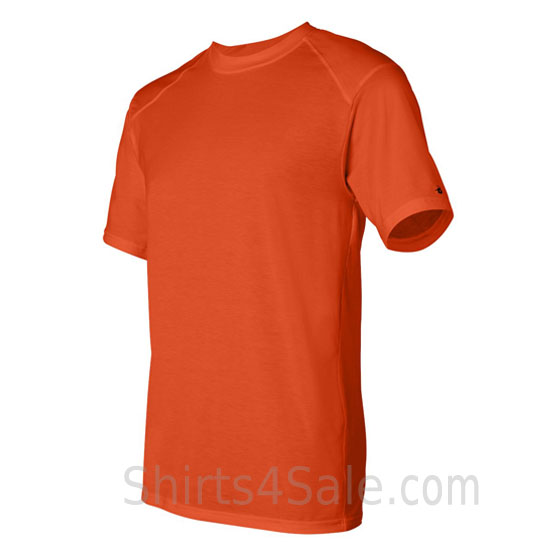 Dark Orange short sleeve performance tee shirt for men side view