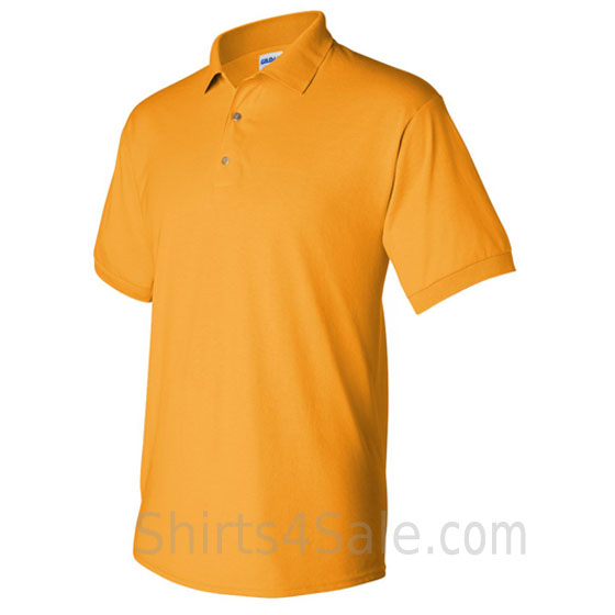 gold yellow dry blend jersey mens sport polo shirt side view