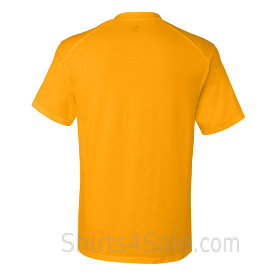 gold yellowlue short sleeve performance tee shirt for men back view
