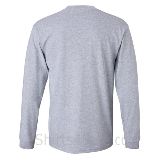 gray cotton long sleeve mens tee shirt back view