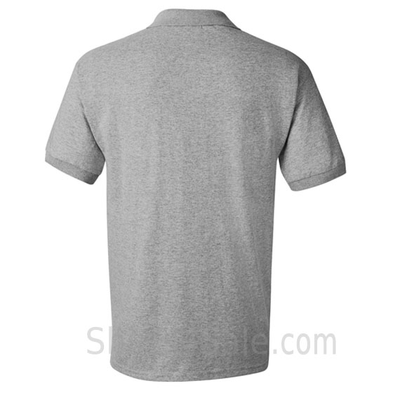 gray dry blend jersey mens sport polo shirt back view
