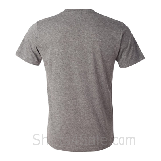 Gray/Grey Men's V-Neck Triblend Tee Shirt back view