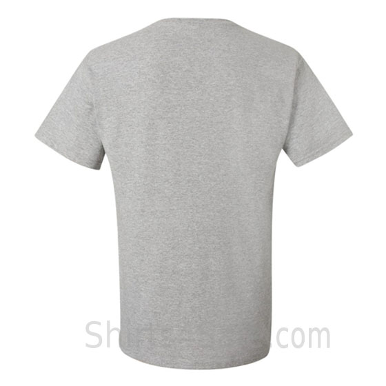 gray heavyweight durable fabric men's tshirt with a pocket back view