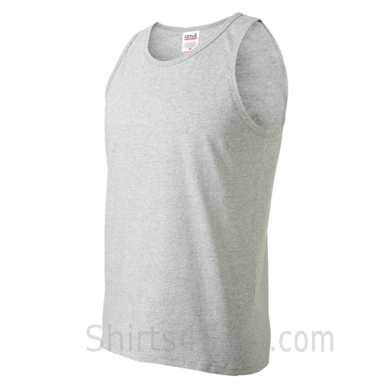 gray heavyweight tank top for men side view