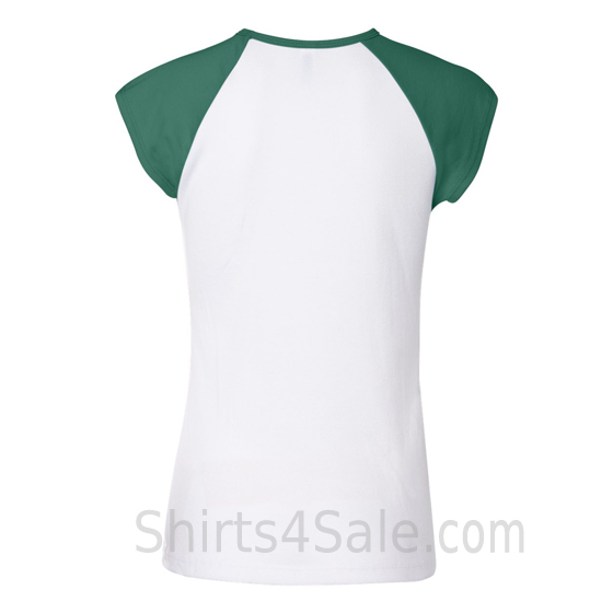 Green Cap Sleeve White Women's 2Color Tee Shirt back view