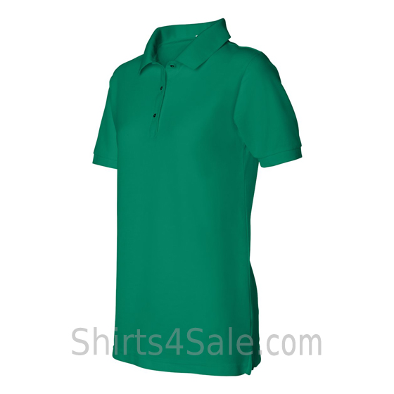 Green Womens Pique Knit Sport Shirt side view
