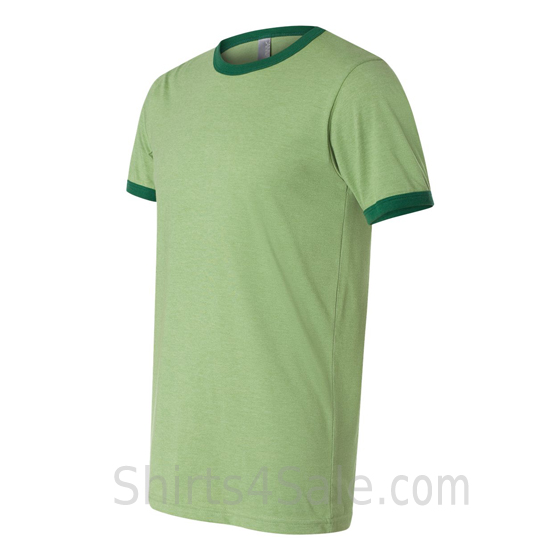 Heather Green x Green Mens Round(Crew) Neck Ringer Tee side view