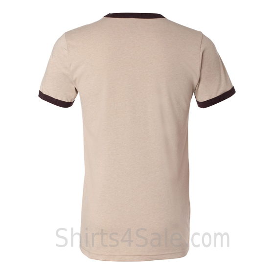 Heather Tan x Brown Mens Round(Crew) Neck Ringer Tee back view
