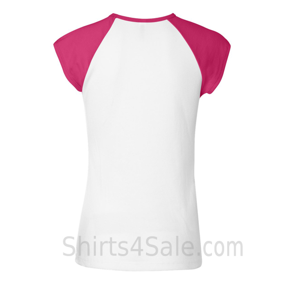 Hot Pink Cap Sleeve White Women's 2Color Tee Shirt back view