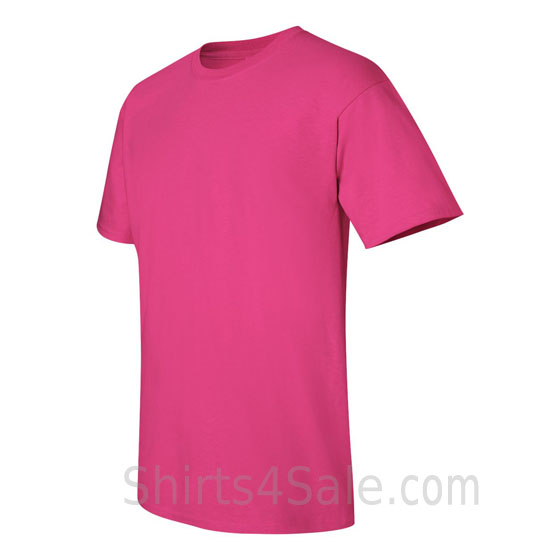 hot pink cotton mens t shirt side view