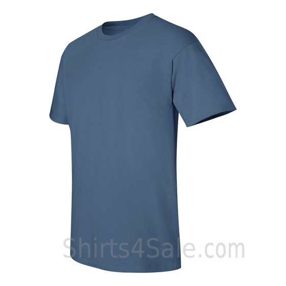 indigo blue cotton mens t shirt side view
