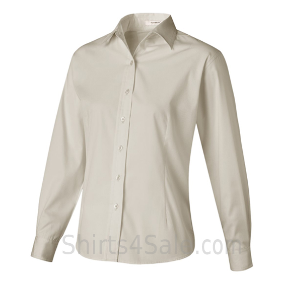 Ivory Stain Resistant Women's Dress Shirt side view