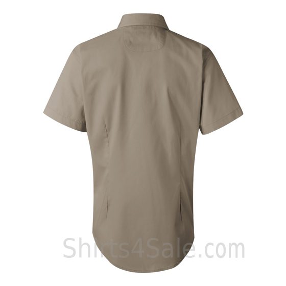 Khaki Women's Stain Resistant Short Sleeve Shirt back view