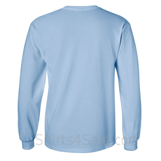 light blue cotton long sleeve mens tee shirt back view