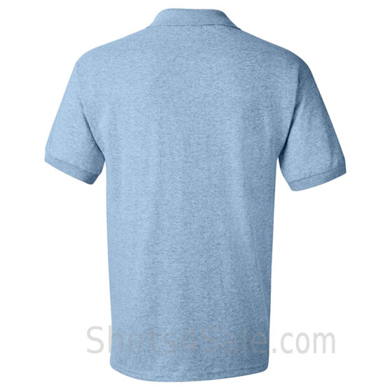 light blue dry blend jersey mens sport polo shirt back view