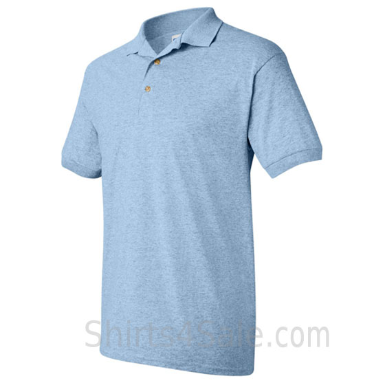 light blue dry blend jersey mens sport polo shirt side view