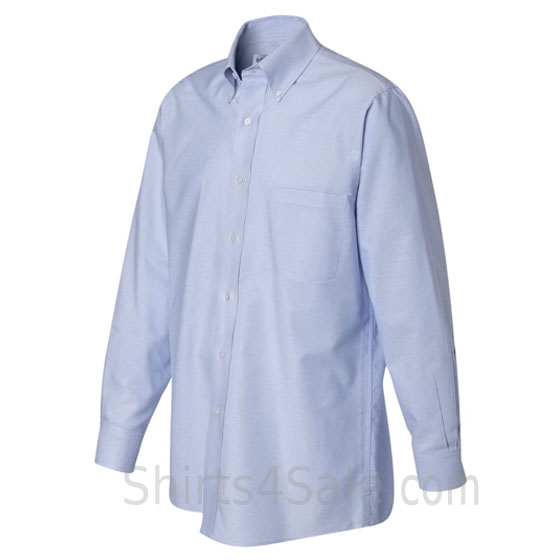 light blue long sleeve Oxford dress shirt side view