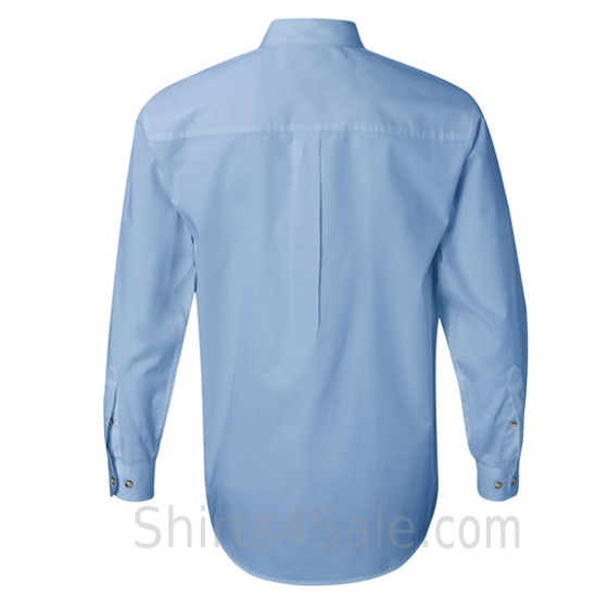 light blue long sleeve stain Resistant mens dress shirt back view