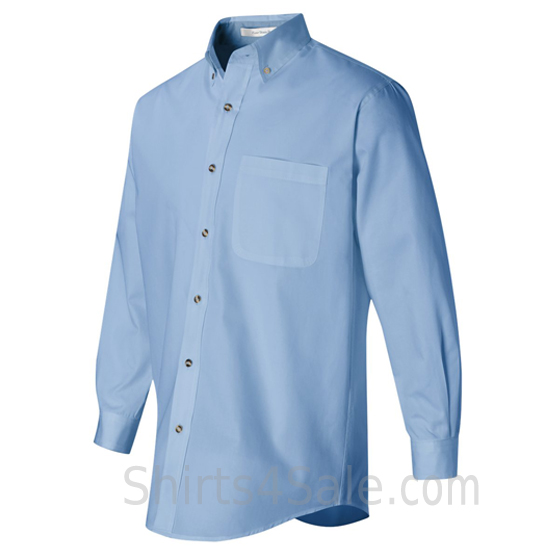 light blue long sleeve stain Resistant mens dress shirt side view