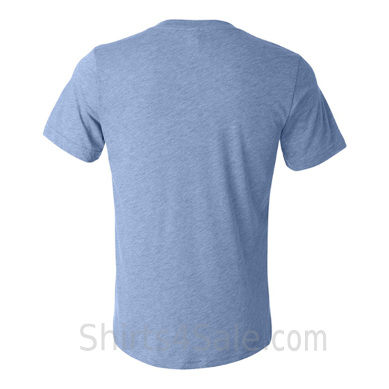 Light Blue Men's V-Neck Triblend Tee Shirt back view