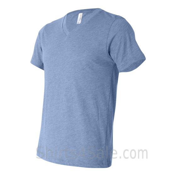 Light Blue Men's V-Neck Triblend Tee Shirt side view