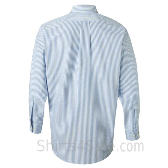 light blue stripe long sleeve Oxford dress shirt back view