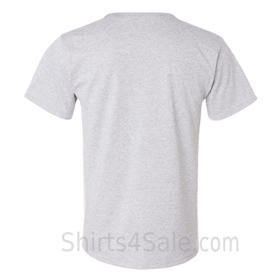 light gray heavyweight durable fabric mens tshirt back view