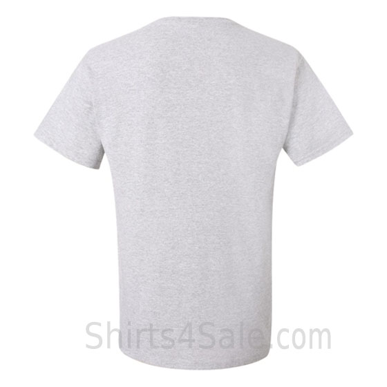 light gray heavyweight durable fabric men's tshirt with a pocket back view