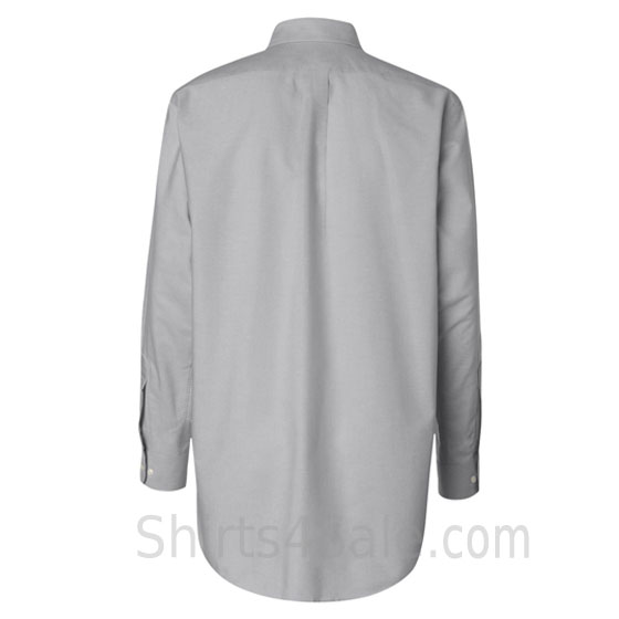 light gray pinpoint oxford dress shirt back view