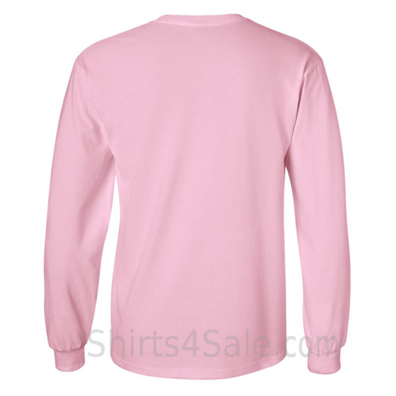 light pink cotton long sleeve mens tee shirt back view