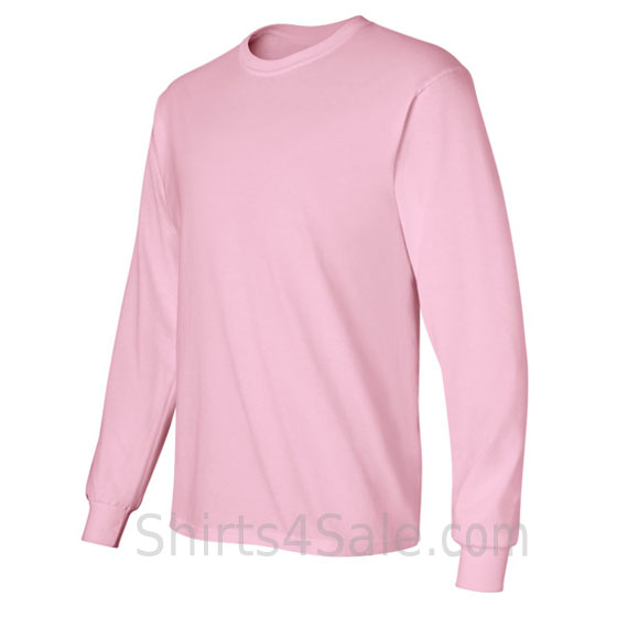 light pink cotton long sleeve mens tee shirt side view
