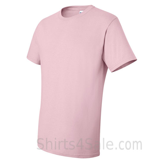 light pink heavyweight durable fabric mens tshirt side view