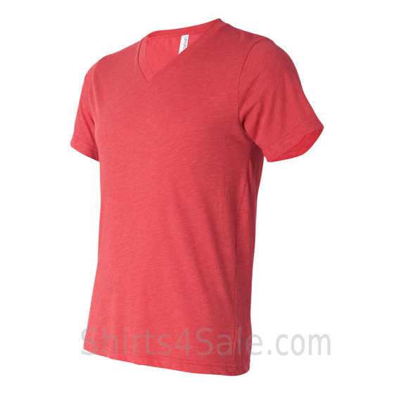 Light Red Men's V-Neck Triblend Tee Shirt side view