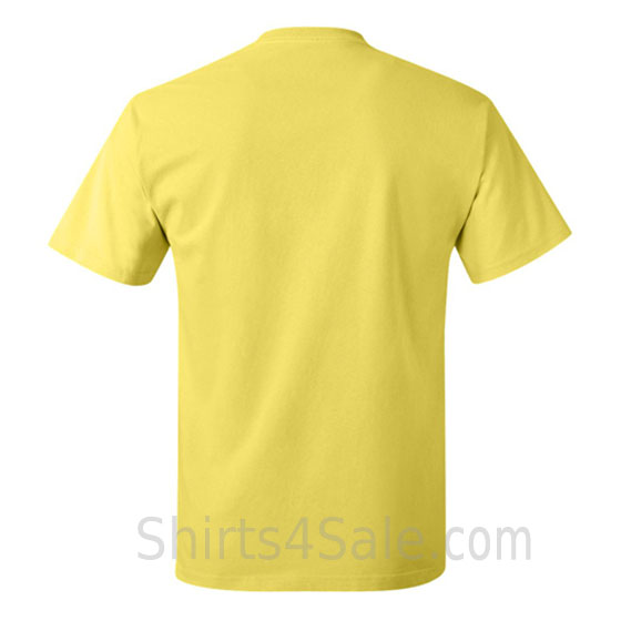 light yellow neck tag-free men's t shirt back view