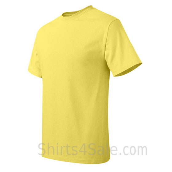 light yellow neck tag-free men's t shirt side view