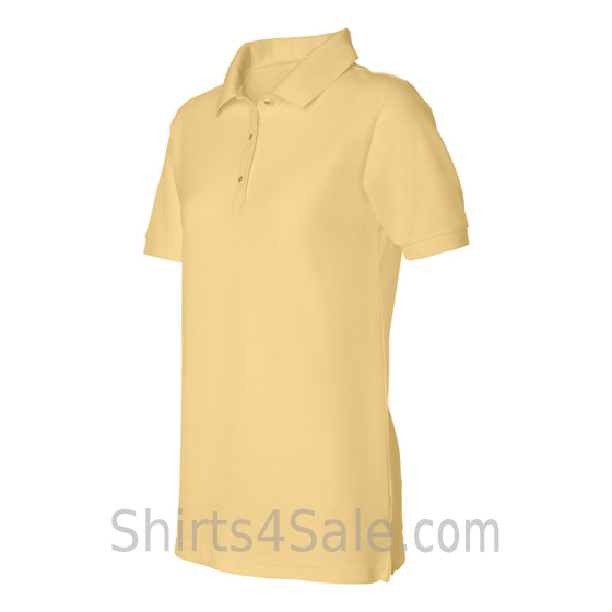 Light Yellow Womens Pique Knit Sport Shirt side view