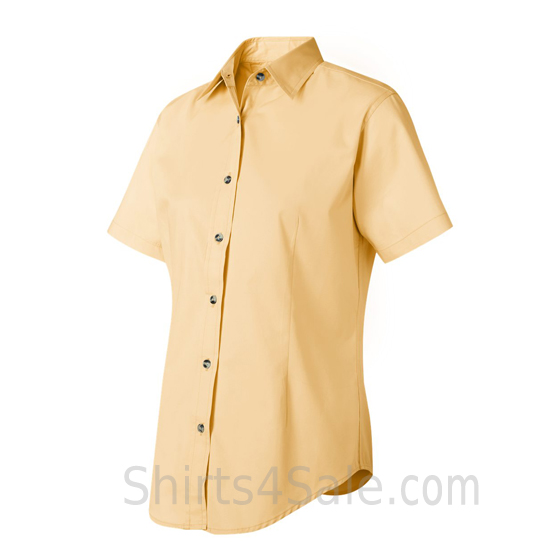 Light Yellow Women's Stain Resistant Short Sleeve Shirt side view
