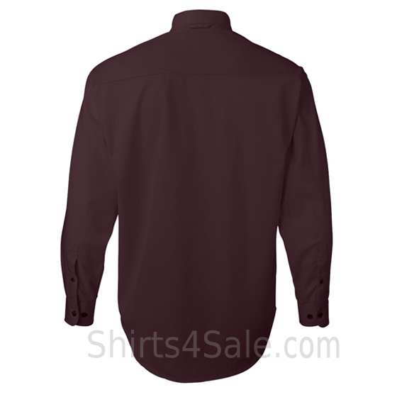 maroon long sleeve men's cotton dress shirt back view