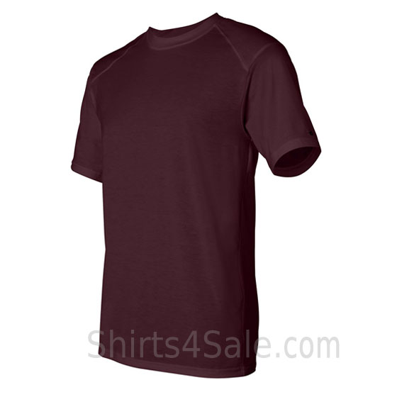 Maroon short sleeve performance tee shirt for men side view