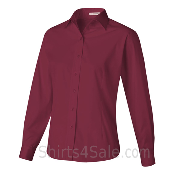 Maroon Stain Resistant Women's Dress Shirt side view