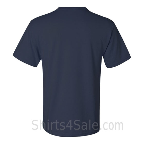 navy heavyweight durable fabric men's tshirt with a pocket back view
