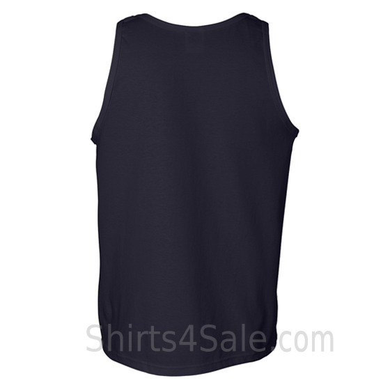 navy heavyweight tank top for men back view