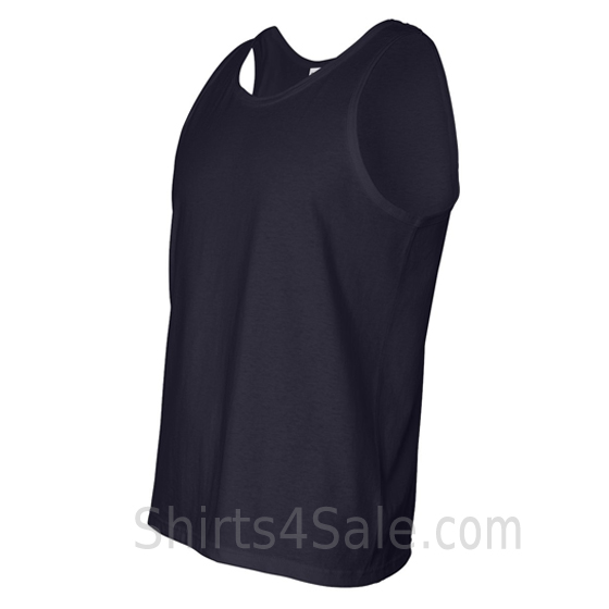 navy heavyweight tank top for men side view