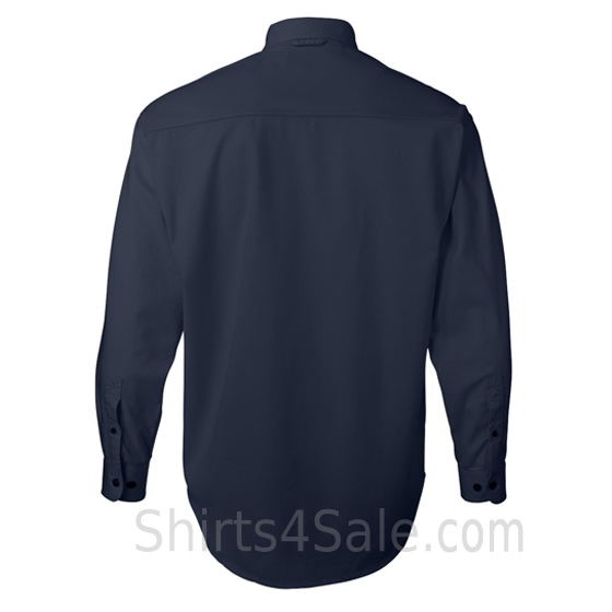 navy long sleeve men's cotton dress shirt back view