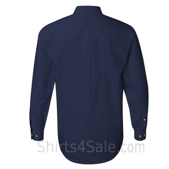 navy long sleeve stain Resistant mens dress shirt back view