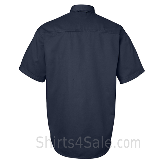 navy short sleeve men's cotton dress shirt back view