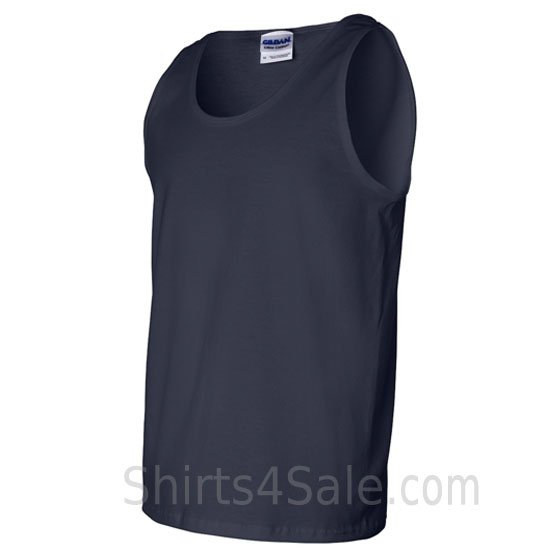 navy ultra cotton mens tank top side view